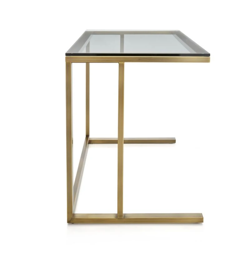 Pilsen Brass Desk with Glass Top