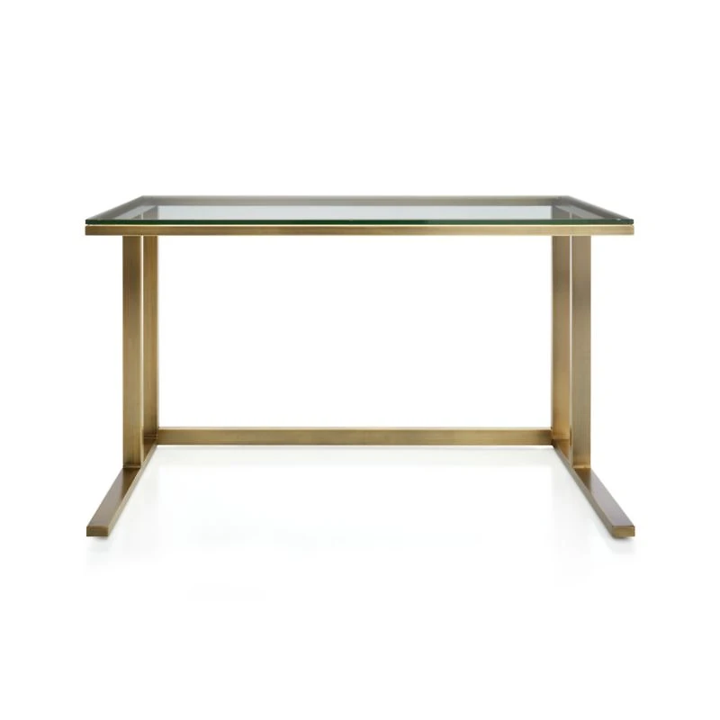 Pilsen Brass Desk with Glass Top