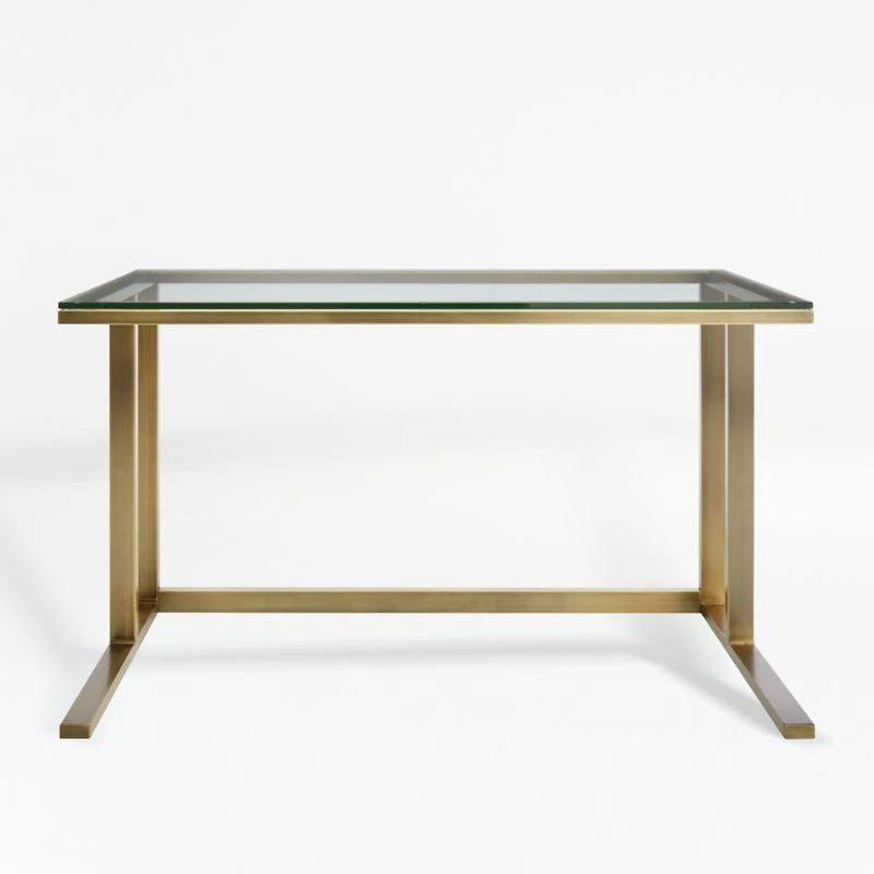 Pilsen Brass Desk with Glass Top