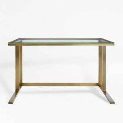 Pilsen Brass Desk with Glass Top