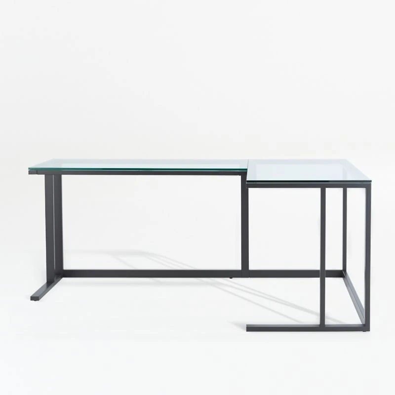 Pilsen Graphite L-Shaped Desk with Glass Top