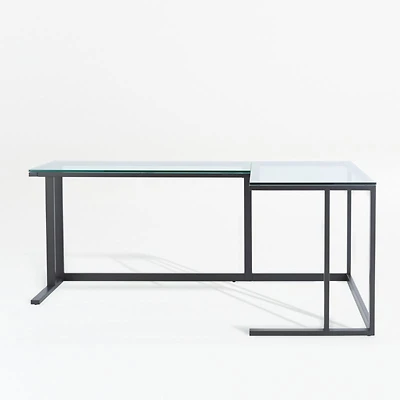 Pilsen Graphite L-Shaped Desk with Glass Top