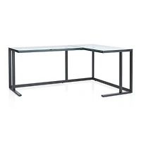 Pilsen Graphite L-Shaped Desk with Glass Top
