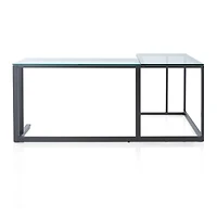 Pilsen Graphite L-Shaped Desk with Glass Top