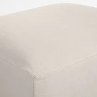 Piper Cream Slipcover Nursery Ottoman with Wood Base