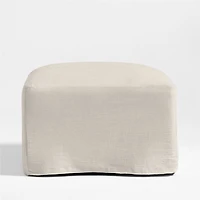 Piper Cream Slipcover Nursery Ottoman with Wood Base