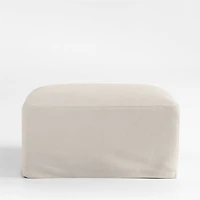 Piper Cream Slipcover Nursery Ottoman with Wood Base
