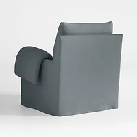Piper Blue Slipcovered Nursery Glider Chair with Wood Base