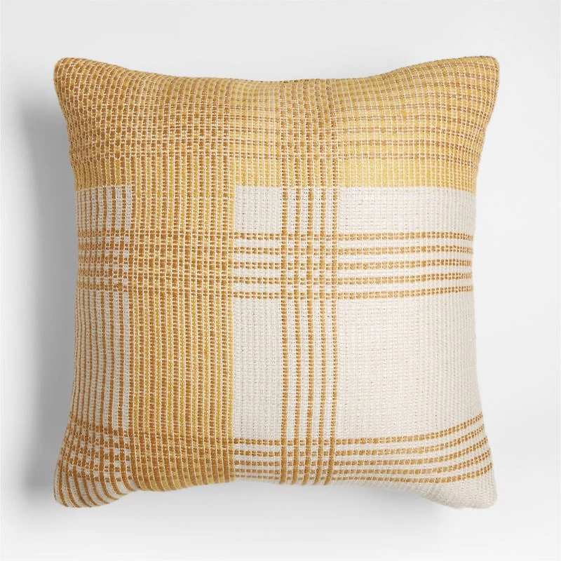 Savannah Yellow 20"x20" Plaid Outdoor Throw Pillow
