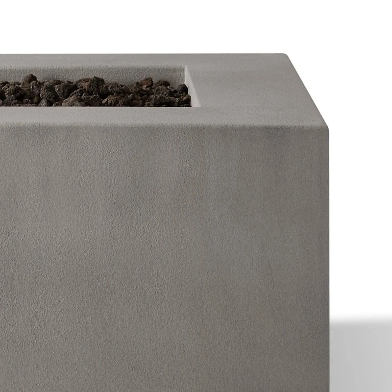 Plateau Stone and Cement Rectangle Outdoor Natural Gas Fire Pit Table