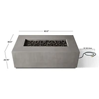 Plateau Stone and Cement Rectangle Outdoor Natural Gas Fire Pit Table