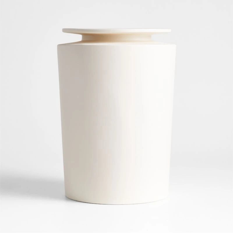 Plateia Medium White Earthenware Vase 12"
