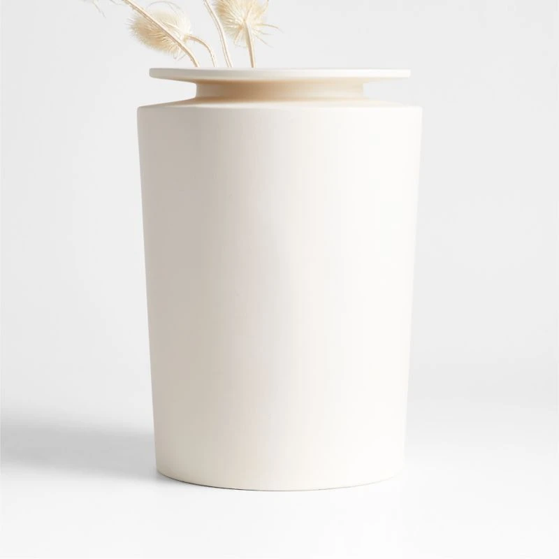 Plateia Medium White Earthenware Vase 12"