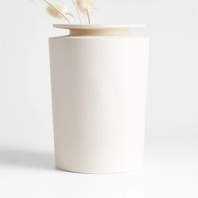 Plateia Medium White Earthenware Vase 12"