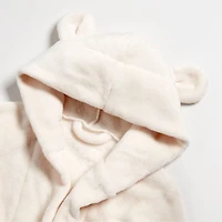 Small Cream Plush Hooded Kids Bath Robe