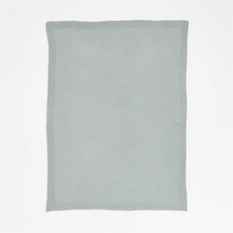 Pointelle Knit Mist Blue Baby Stroller Blanket
