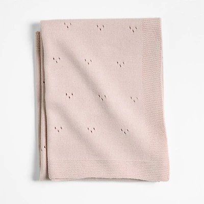 Pointelle Knit Mauve Rose Baby Stroller Blanket