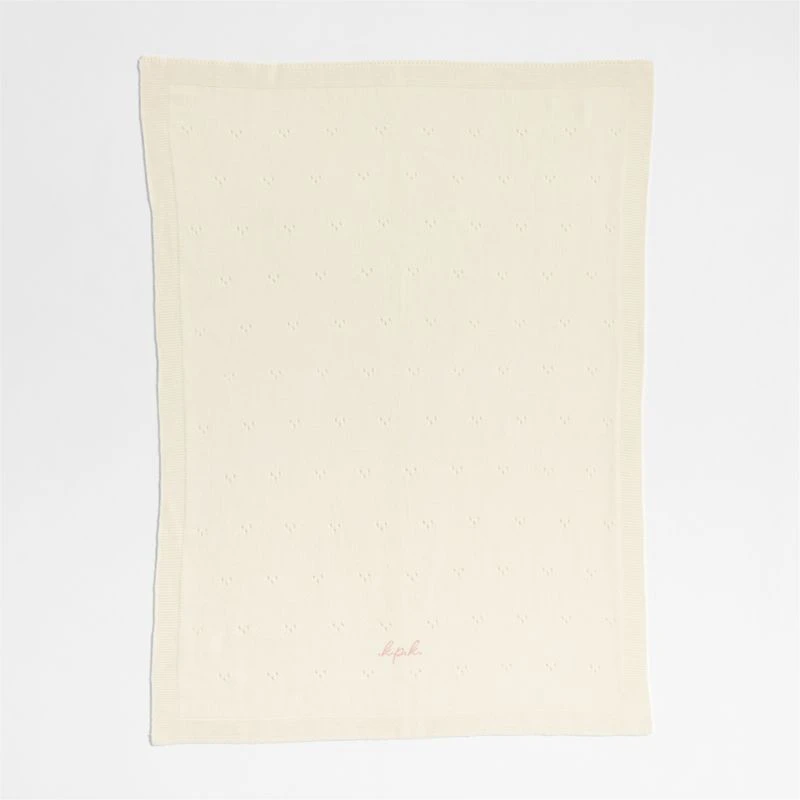 Pointelle Knit Pampas Ivory Baby Stroller Blanket