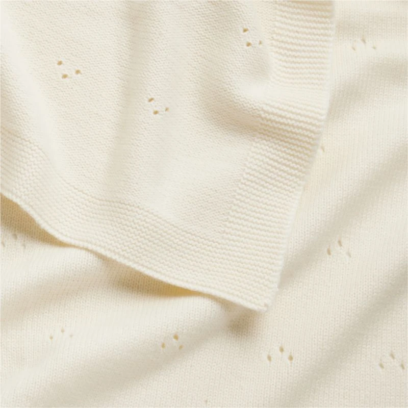 Pointelle Knit Pampas Ivory Baby Stroller Blanket