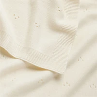 Pointelle Knit Pampas Ivory Baby Stroller Blanket
