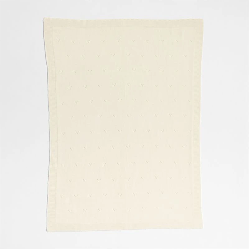 Pointelle Knit Pampas Ivory Baby Stroller Blanket