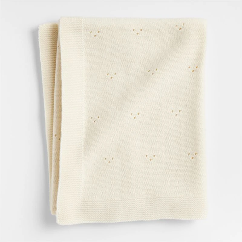 Pointelle Knit Pampas Ivory Baby Stroller Blanket
