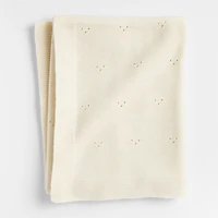 Pointelle Knit Pampas Ivory Baby Stroller Blanket