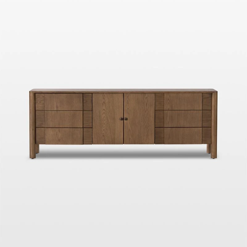 Pollard 78" Tan Oak Wood Storage Media Console