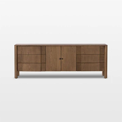 Pollard 78" Tan Oak Wood Storage Media Console