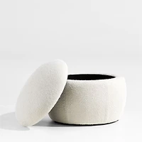 Pollie White Snow Boucle Round Storage Nursery Ottoman