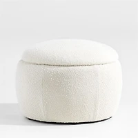 Pollie White Snow Boucle Round Storage Nursery Ottoman