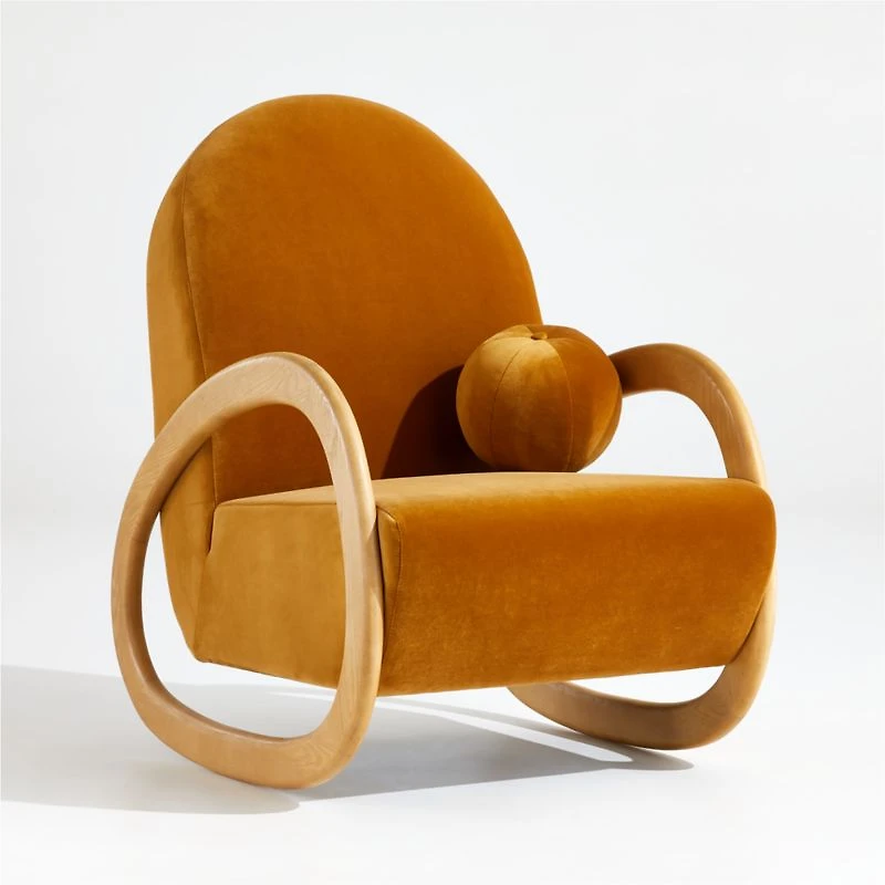 Pollie Marigold Velvet Nursery Rocking Chair
