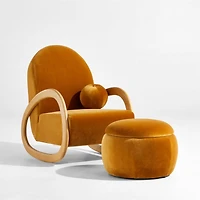 Pollie Marigold Velvet Nursery Rocking Chair