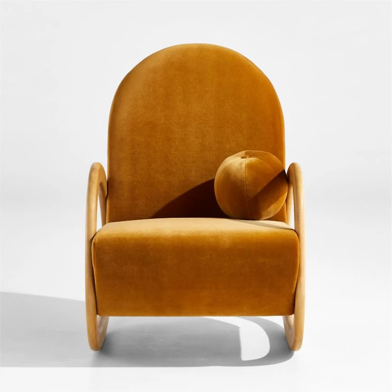Pollie Marigold Velvet Nursery Rocking Chair