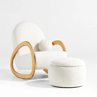 Pollie White Snow Boucle Round Storage Nursery Ottoman