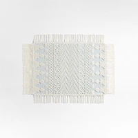 Pompom Blue Geometric Kids Rug with Fringe 4x6