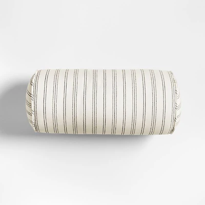 Portofino Cotton Striped Bolster 16"x8" Arctic Ivory Throw Pillow