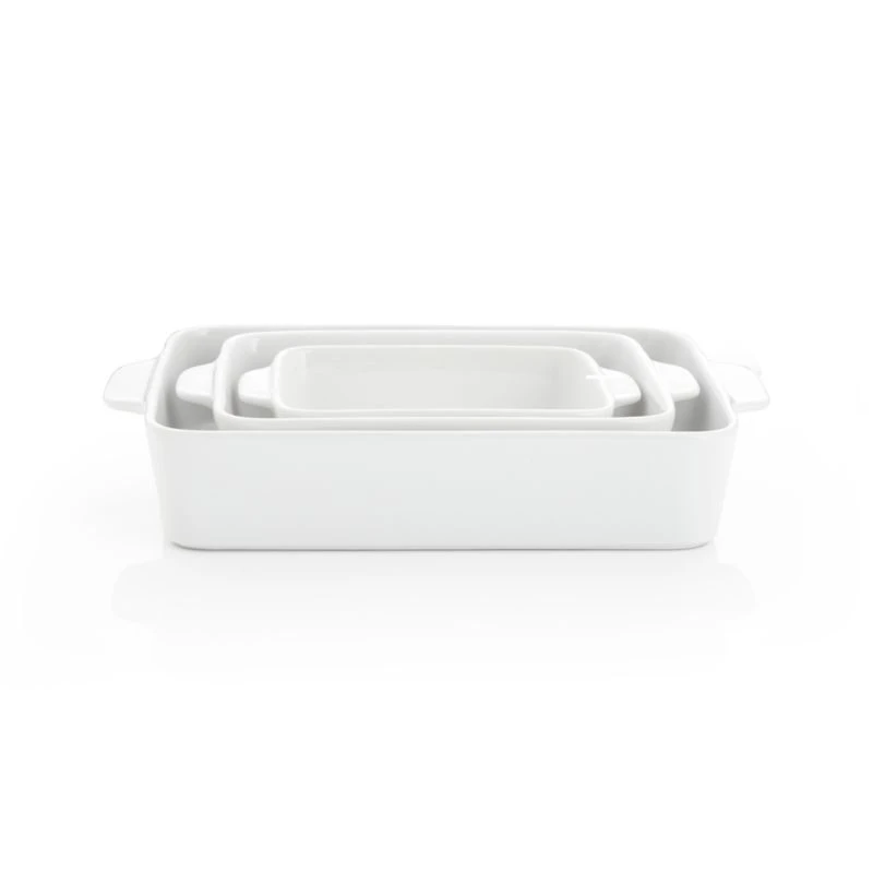 White Potluck Baking Dishes Set of Three