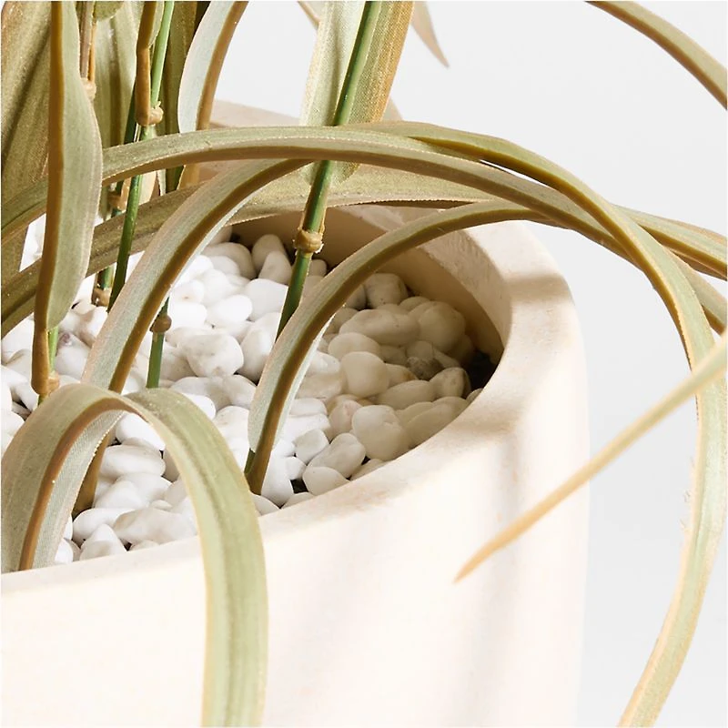 Large Potted Faux Grass in White Pot