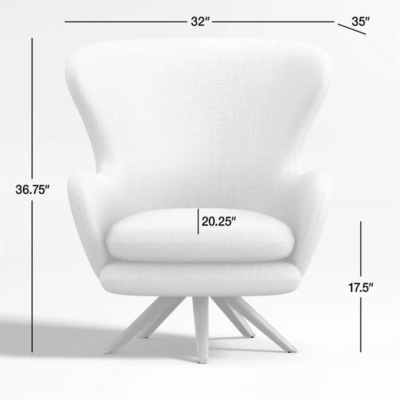 Powell White Fabric Wingback Swivel Accent Chair
