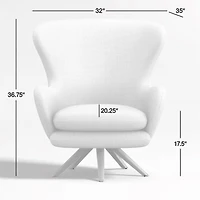 Powell White Fabric Wingback Swivel Accent Chair