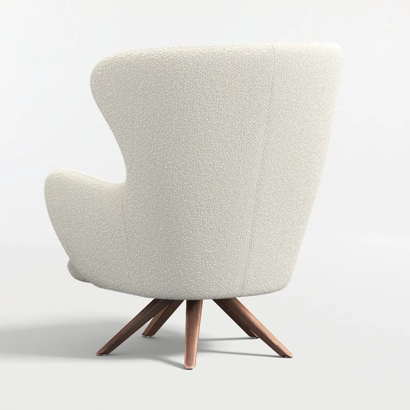 Powell White Fabric Wingback Swivel Accent Chair