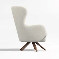 Powell White Fabric Wingback Swivel Accent Chair