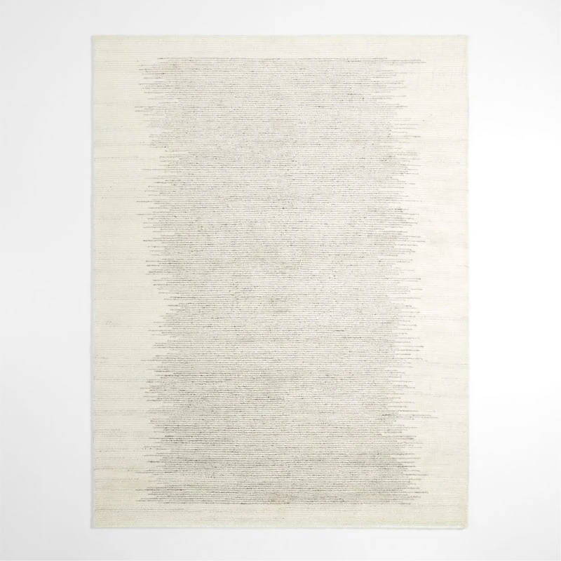 Prague Wool and Viscose Hand-Knotted Ombre Ivory Area Rug 6'x9'