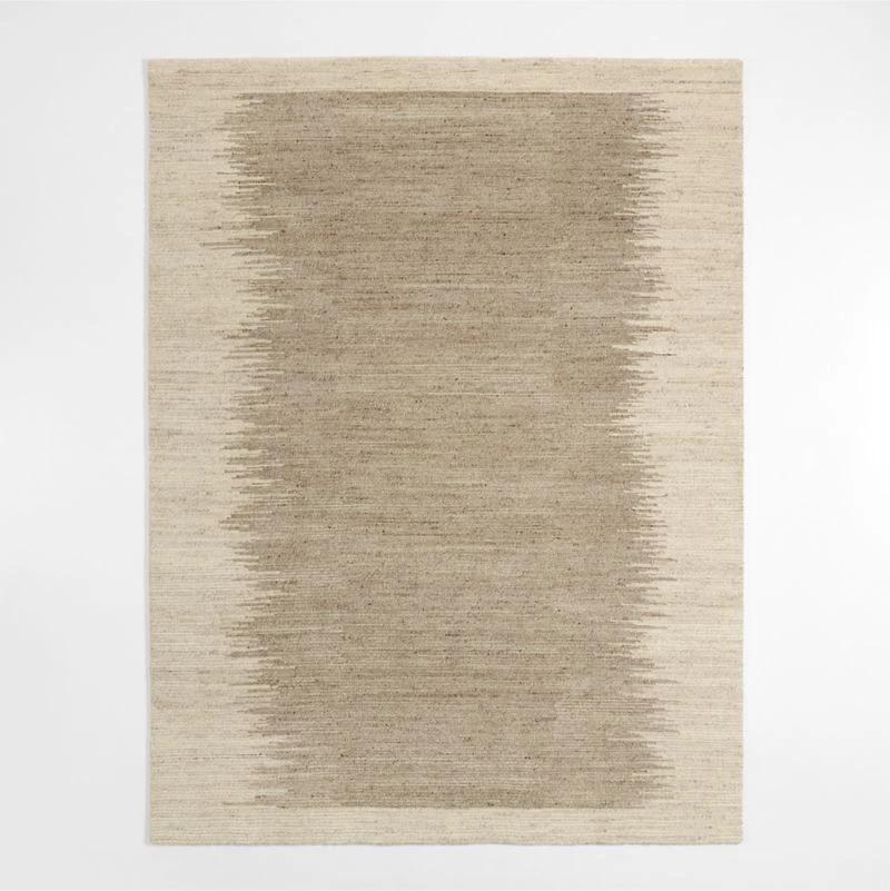 Prague Wool and Viscose Hand-Knotted Ombre Sand Brown Area Rug 6'x9'