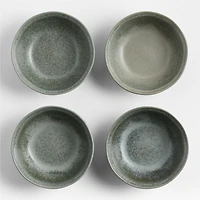 Prairie Moss Green Recycled Stoneware Cereal Bowls, Set of 8