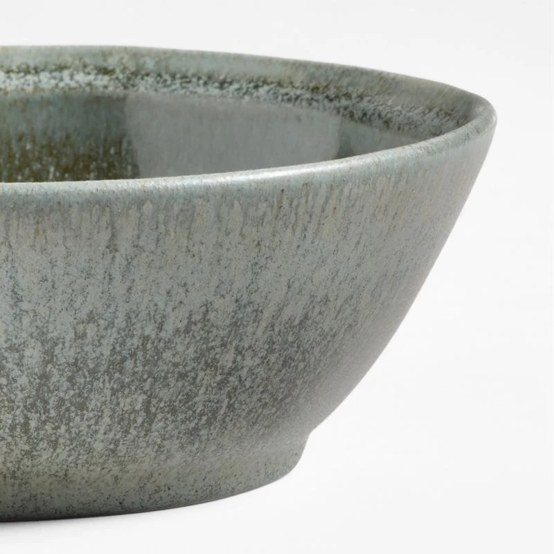 Prairie Moss Green Recycled Stoneware Cereal Bowls, Set of 8