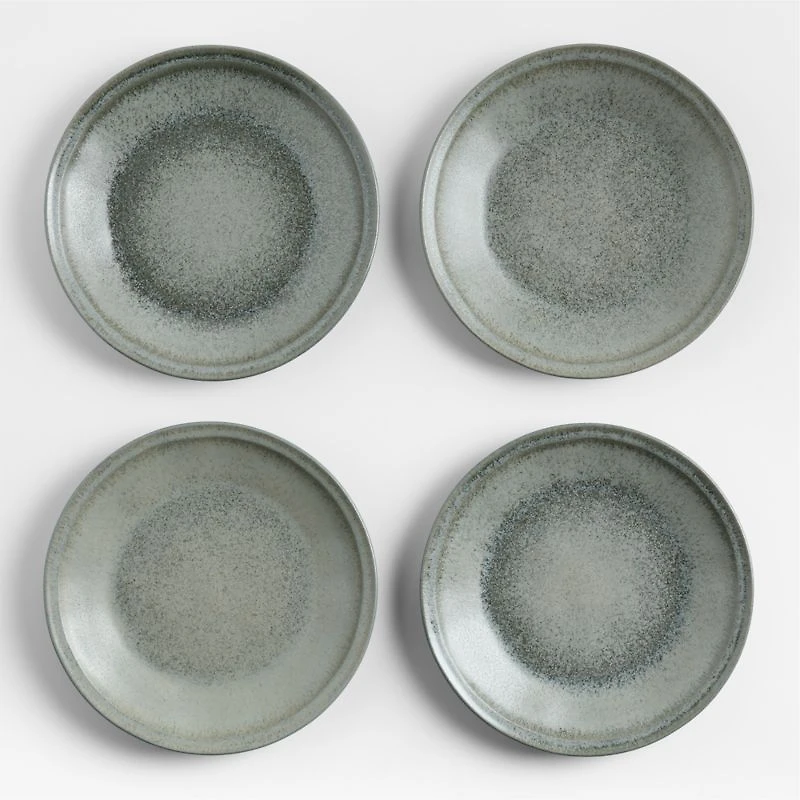 Prairie Moss Green Recycled Stoneware Dinner Plates, Set of 8