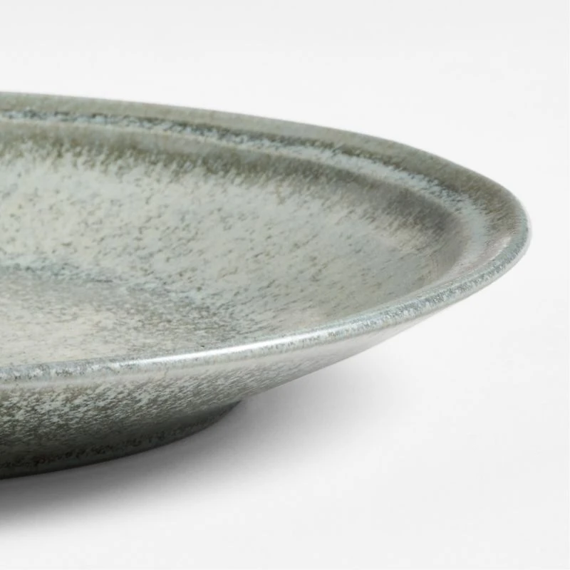 Prairie Moss Green Recycled Stoneware Dinner Plates, Set of 8