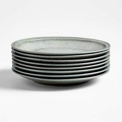Prairie Moss Green Recycled Stoneware Dinner Plates, Set of 8